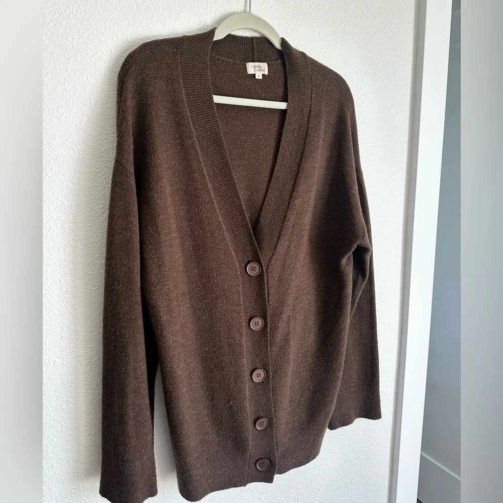 Camila Coelho Trista Oversized Cardigan in Chocolate - Picture 7 of 7
